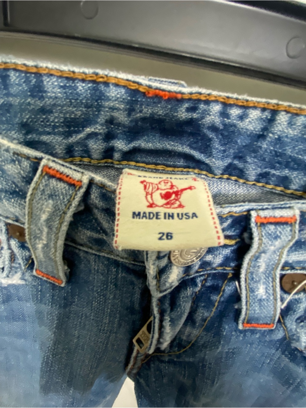 True Religion Distressed Light Blue Flare Jeans - Picture 2 of 4